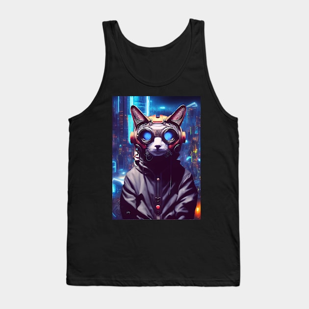 Cool Japanese Techno Cat In Japan Neon City Tank Top by star trek fanart and more